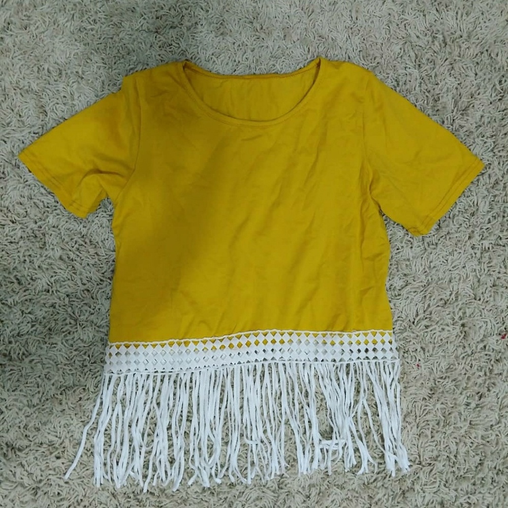 Mustard Fringe Top